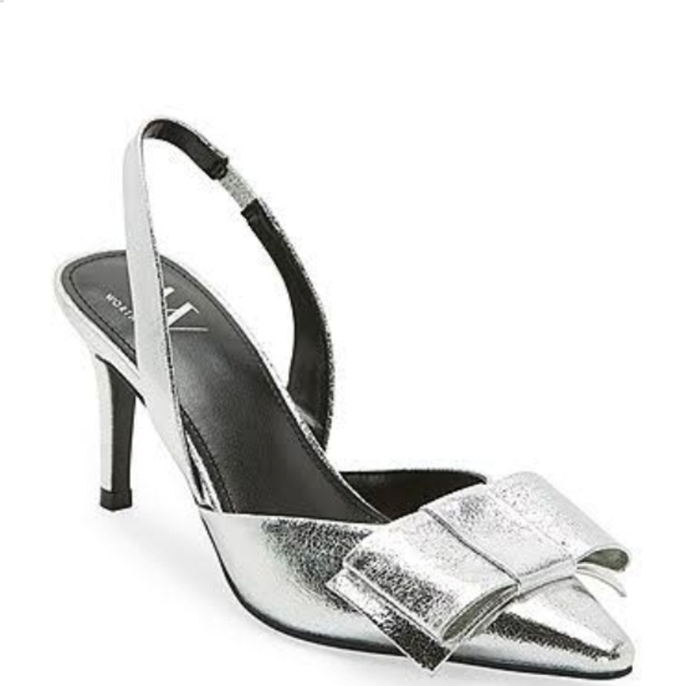 Worthington Metallic Silver Slingback Heels